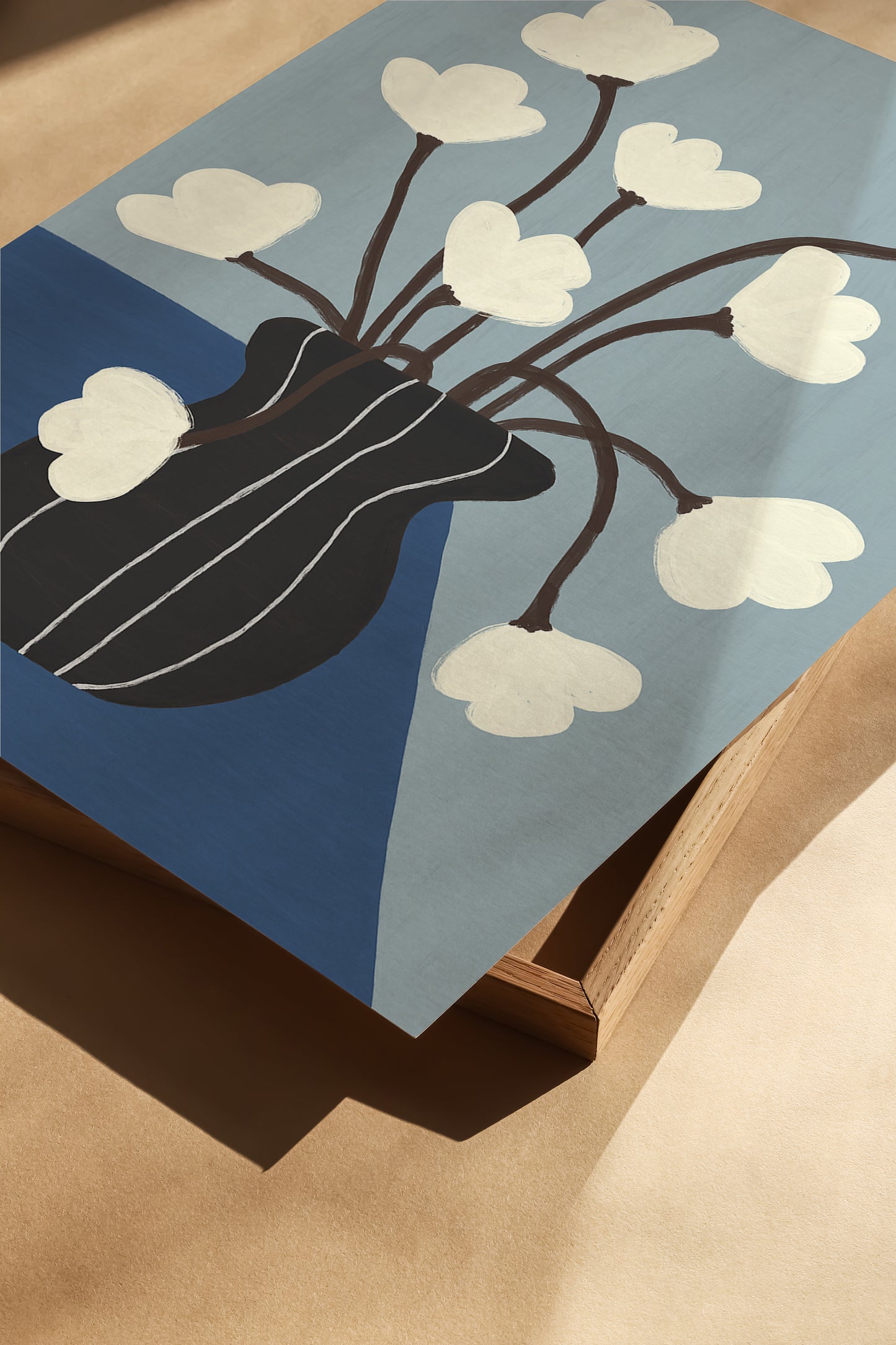 White Flowers in Black Vase