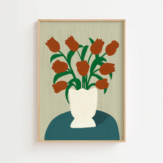 Red Tulips in Vase