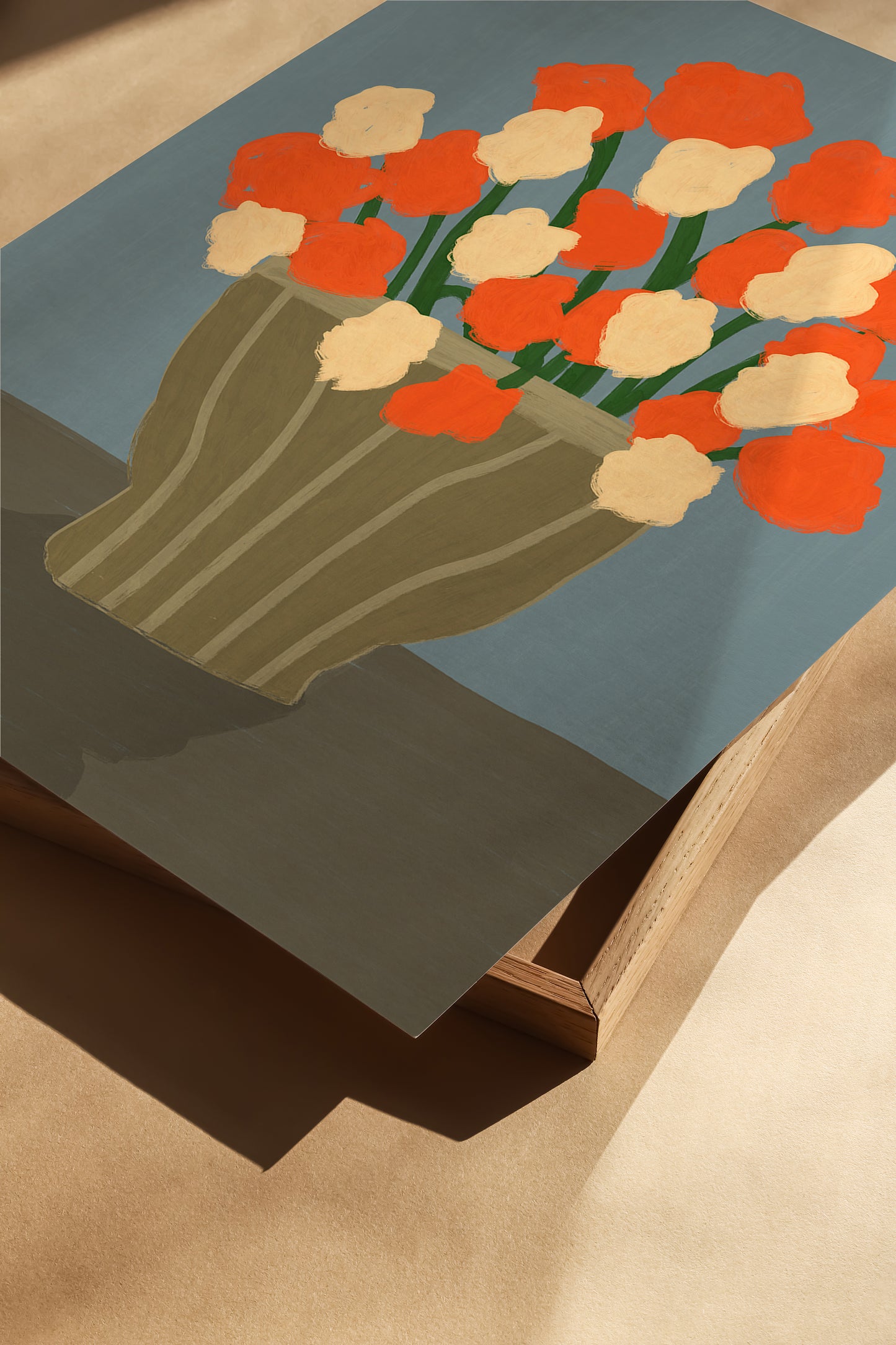 Flowers in Striped Vase