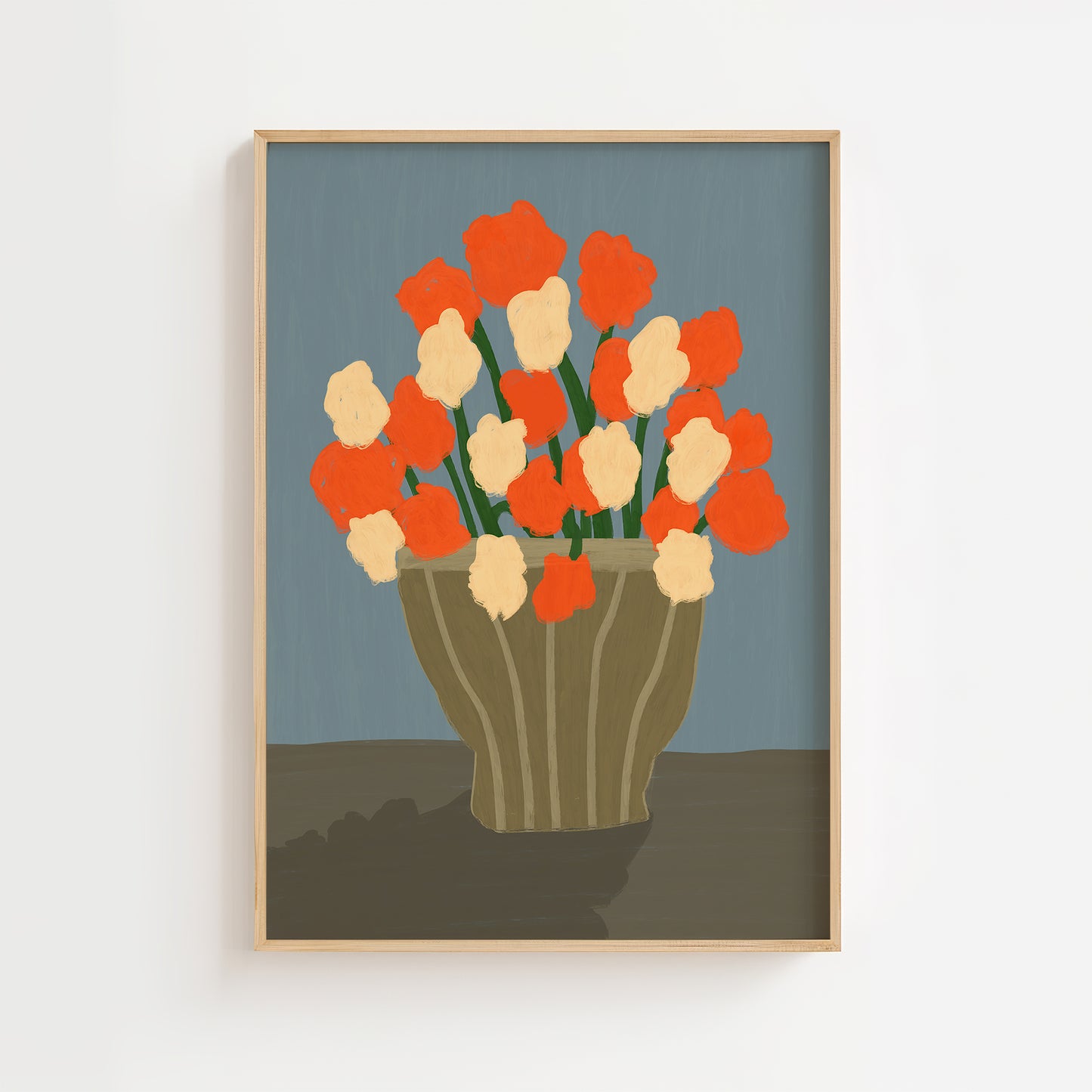 Flowers in Striped Vase